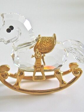 Swarovski Crystal Rocking Horse with Gold Accents